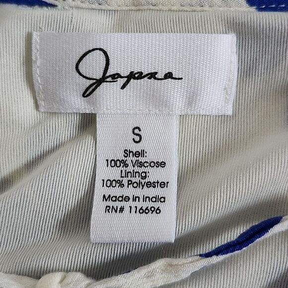 Japna Boho Bohemian Empire Waist V-Neck White & Blue Mini Dress, S - Picture 5 of 7